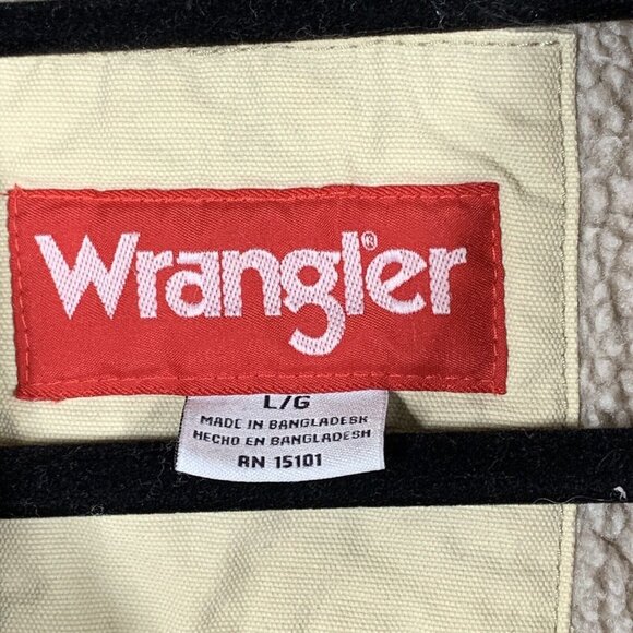 Wrangler Hero Men’s L Sherpa Lined Canvas Khaki Jacket Coat Distressed - Picture 11 of 16
